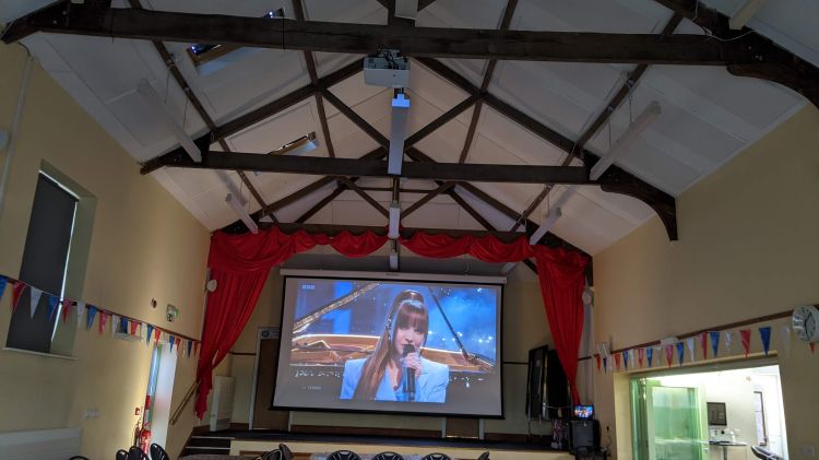 Stage, projector and sound system